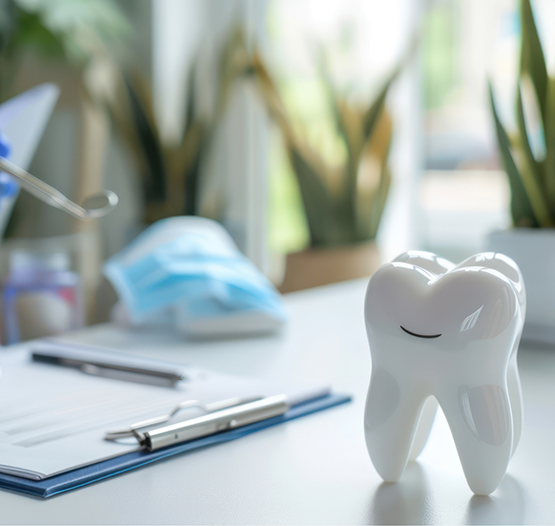 Model of a tooth on a desk
