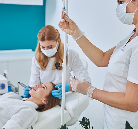 Dental patient getting a procedure with IV sedation