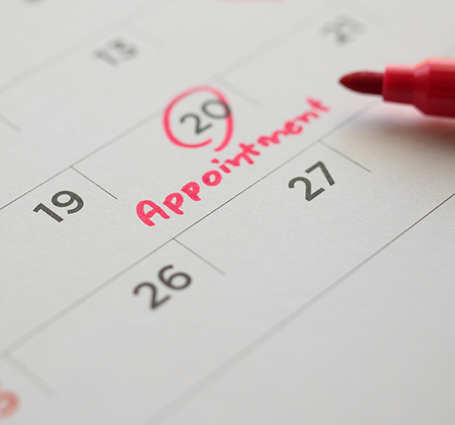 Date of an appointment circled on a calendar